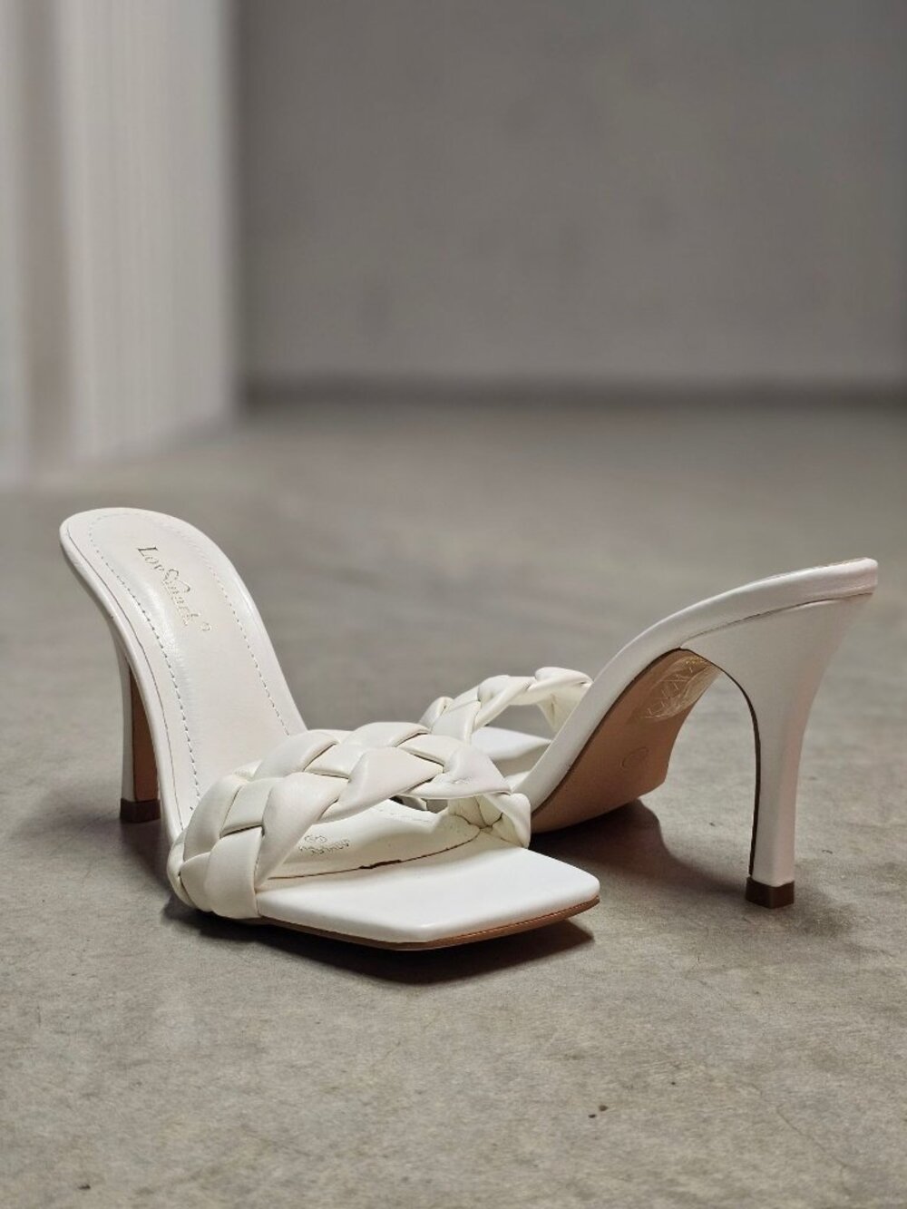 Woven Strap High Heel Slide Sandals For Women Square Toe Stiletto Elegant & Styl
